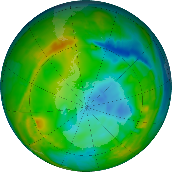 Antarctic ozone map for 27 July 2010